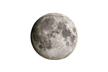 Full moon isolated on transparent background, lunar and celestial phenomenon view
