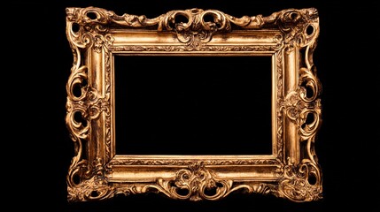 baroque. Ornate golden frame on dark velvet, showcasing intricate baroque details and luxurious texture. event programs, museum guides, designed for cultural heritage projects and event programs.