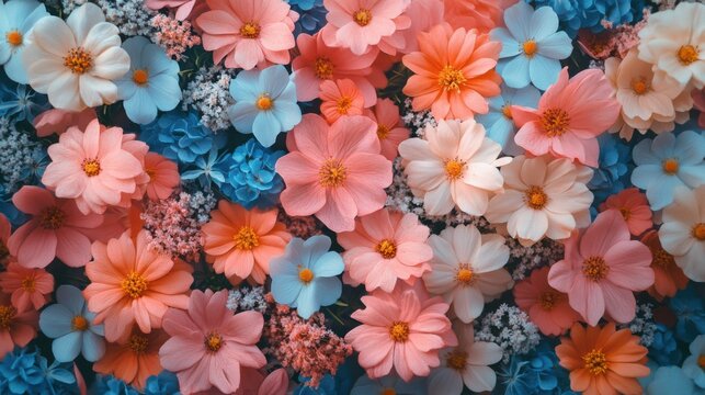 Floral tapestry: A vibrant medley of cosmos flowers creating a visually stunning texture