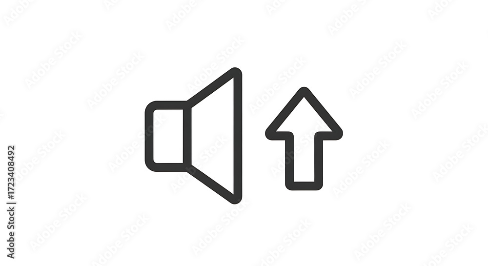 Aufkleber an illustration of a speaker icon with an arrow pointing up on a plain white background design icon 