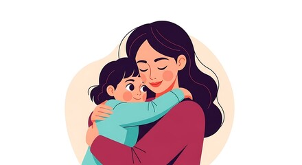 Mother holding child.