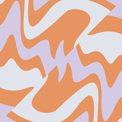 A retro-inspired abstract wavy pattern in pastel orange and lavender hues evoking a sense of fluid movement and organic shapes.