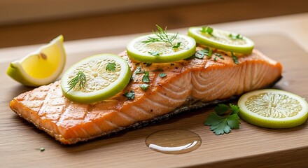 Salmon fillet with lemon.