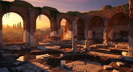 Ancient Ruins Sunset.