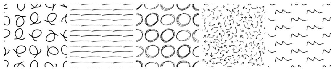 Set of seamless patterns with scribble smears