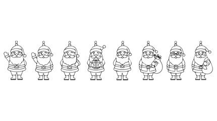 Charming line art collection of adorable gnomes in festive outfits ready for christmas celebration silhouette