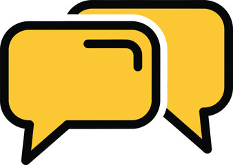 Naklejka premium Two yellow speech bubbles representing conversation or communication