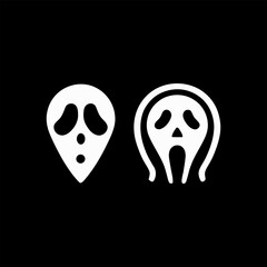 Spooky Ghost Mask Duo Minimalist Vector Icons