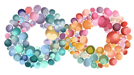 Colorful abstract circles forming infinity symbol design  
