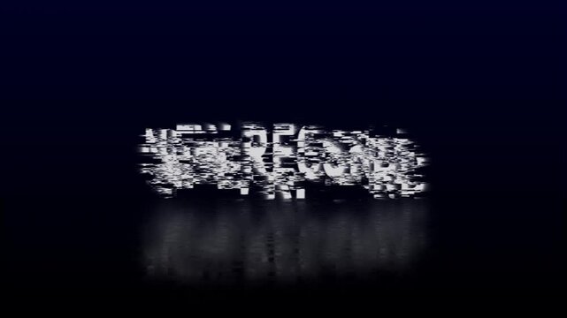 White Glitched Text " New Record" with Reflection on Dark Background word message - Powered by Adobe