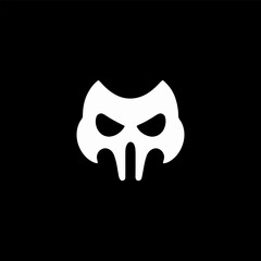 Abstract Fox Skull Logo Emblem with Ominous Eyes