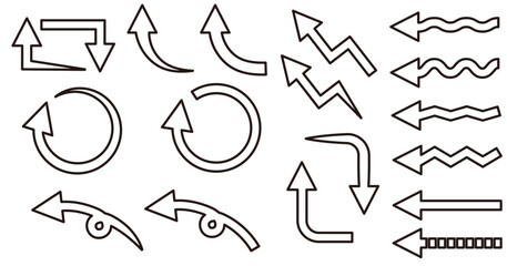 Outline Arrow Icon Vector Set with Various Styles and Directions