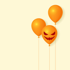 Halloween background with orange baloons. Greeting card for party and sale. 