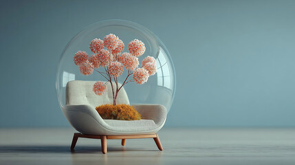 Creative isolation or quarantine 3D render. Corona virus stay at home concept