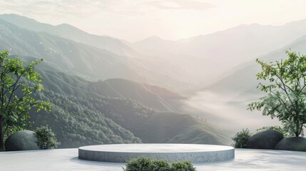 E-commerce product showcase with natural scenery as the backdrop