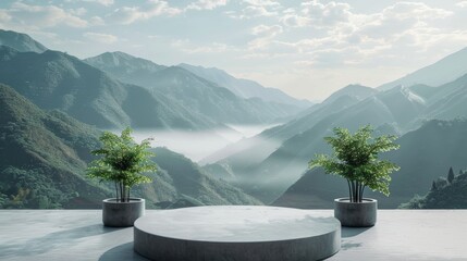 E-commerce product showcase with natural scenery as the backdrop