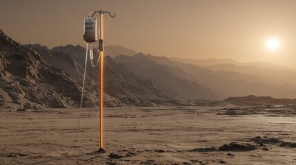 Intriguing IV Stand Against a Breathtaking Alien Landscape at Sunset