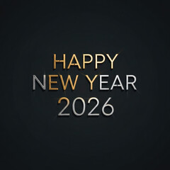 Obraz premium The Number 2026 in Silver with a Golden New Year's Wish on Dark Background.