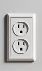 Two-Hole Electrical Outlet. Wall Socket Close-Up. Modern Home Wiring.