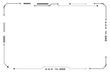 Black control panel, modern technology, futuristic HUD UI interface isolated on white background. circuit background. © Sumeth