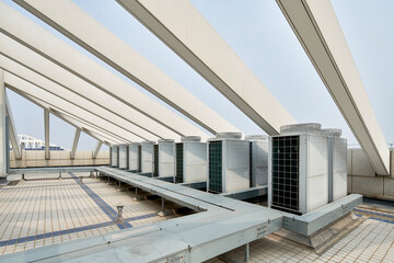 Fototapeta premium The building exterior at the top of the rooftop