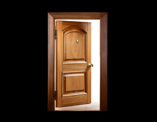 The elegant oak door is slightly open, indicating opportunities and changes on a solitary