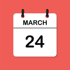 March 24. Daily Calendar icon for design. Simple design for business brochure, flyer, print media, advertisement. Easily editable.