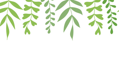 Floral frame with colorful exotic branches on white background. Ornate border with tropic leaves. Vector stock illustration for wallpaper, posters, card. Doodle style. Copy space.