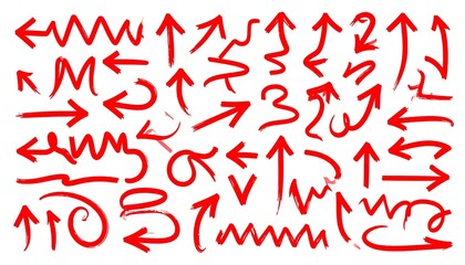 Collection of red hand-drawn arrows