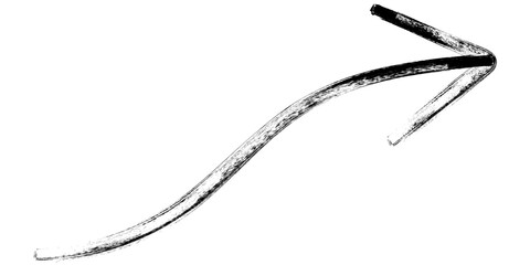 Fototapeta premium Black grunge sketch arrow isolated on transparent background for highlight