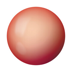 Glass pink ball or precious pearl. Glossy realistic ball, 3D sphere. Abstract vector illustration highlighted on a white background. Big metal bubble with shadow.