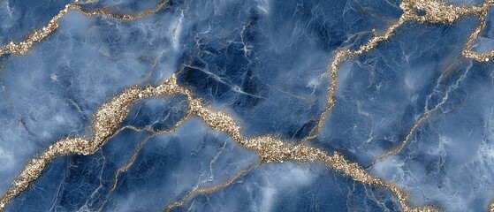 Seamless blue gold background, marble texture, tileable pattern, natural stone, golden veins - elegant, calming, and soft pigeon blue aesthetic.