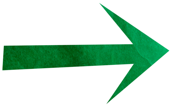 Green paper arrow sign on transparent background PNG