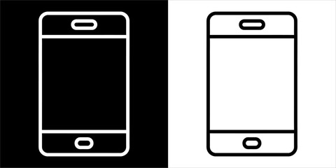Two smartphone icons, one white on black, the other black on white.