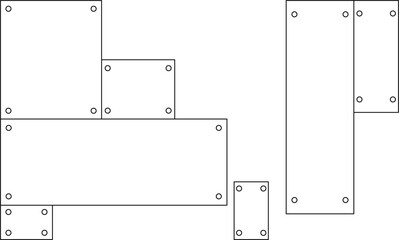 Geometric Technical Plates with Bolt Holes Vector Illustration