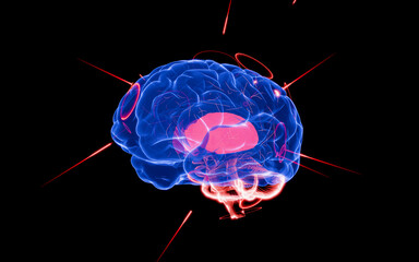 Mind activity illustrated through glowing neuron networks, highlighting neural circuits, mental clarity, and synaptic processing power &ndash; 3D Rendering