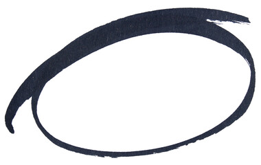 Hand drawn black marker circle sketch, abstract ink oval stroke for highlight, emphasis, underline, business note, doodle design, isolated simple round shape element on transparent background