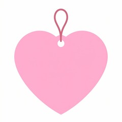 Pink Heart Shaped Tag with String for Decoration.