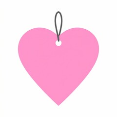 Pink Heart Shaped Tag with String for Valentines Day.