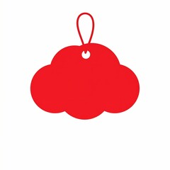 Red cloudshaped tag with a loop for hanging simple design.