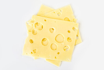 cheese slices isolated on a white background