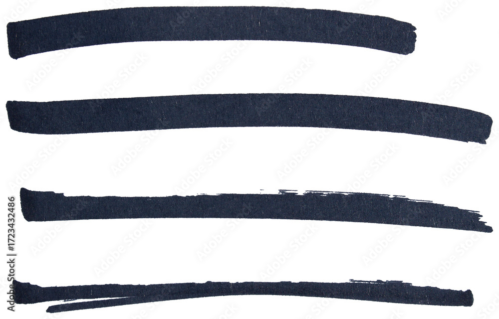 Poster hand drawn black marker brush strokes set, abstract ink lines collection for underline, highlight, t