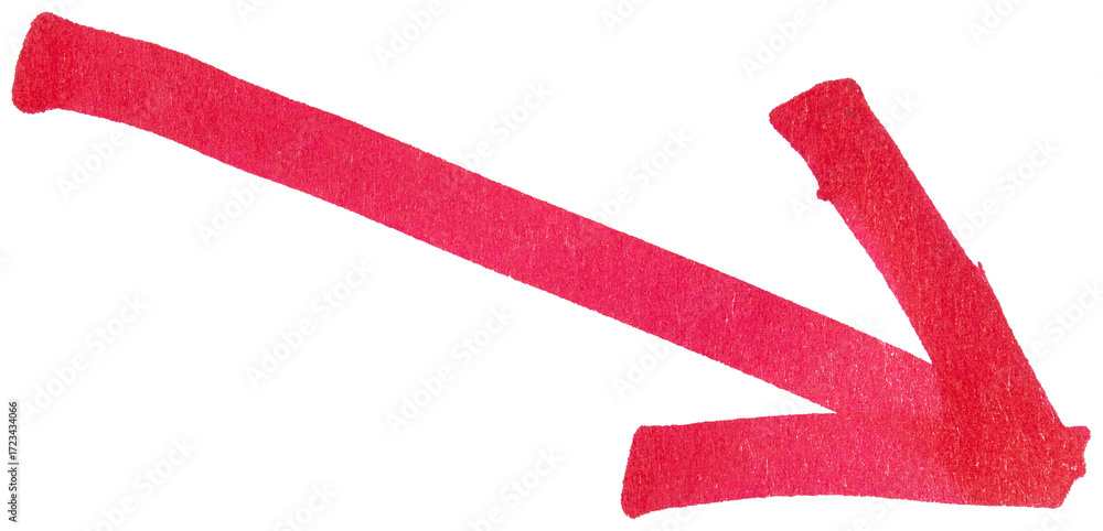 Aufkleber hand drawn red arrow sketch with marker brush stroke, abstract ink pointer symbol for direction, bus