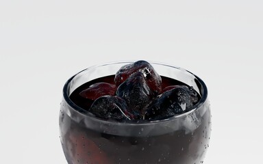 Refreshing Glass of Cola with Ice and Condensation