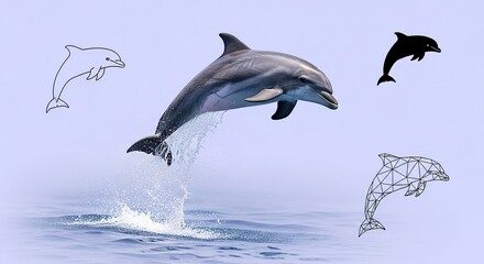 Fototapeta premium Dolphin jumping sea