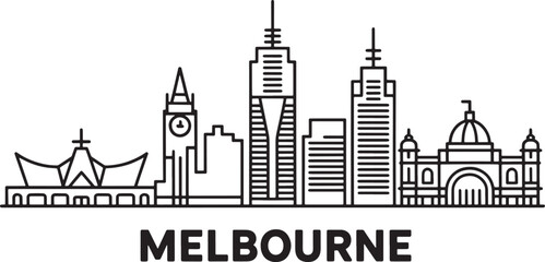 Fototapeta premium Melbourne Skyline Vector Illustration, City Silhouette Melbourne Australia