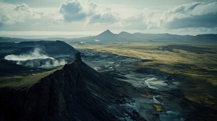 Iceland landscape glaciers geysers and volcanic fields beautiful nature view