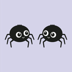 cute spider cartoon characters posing facing each other
