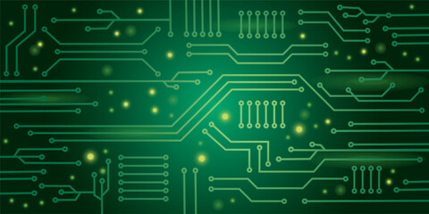 Circuit boards. Motherboards. green technology background. Vector Illustration