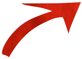 Red paper arrow sign on transparent background PNG